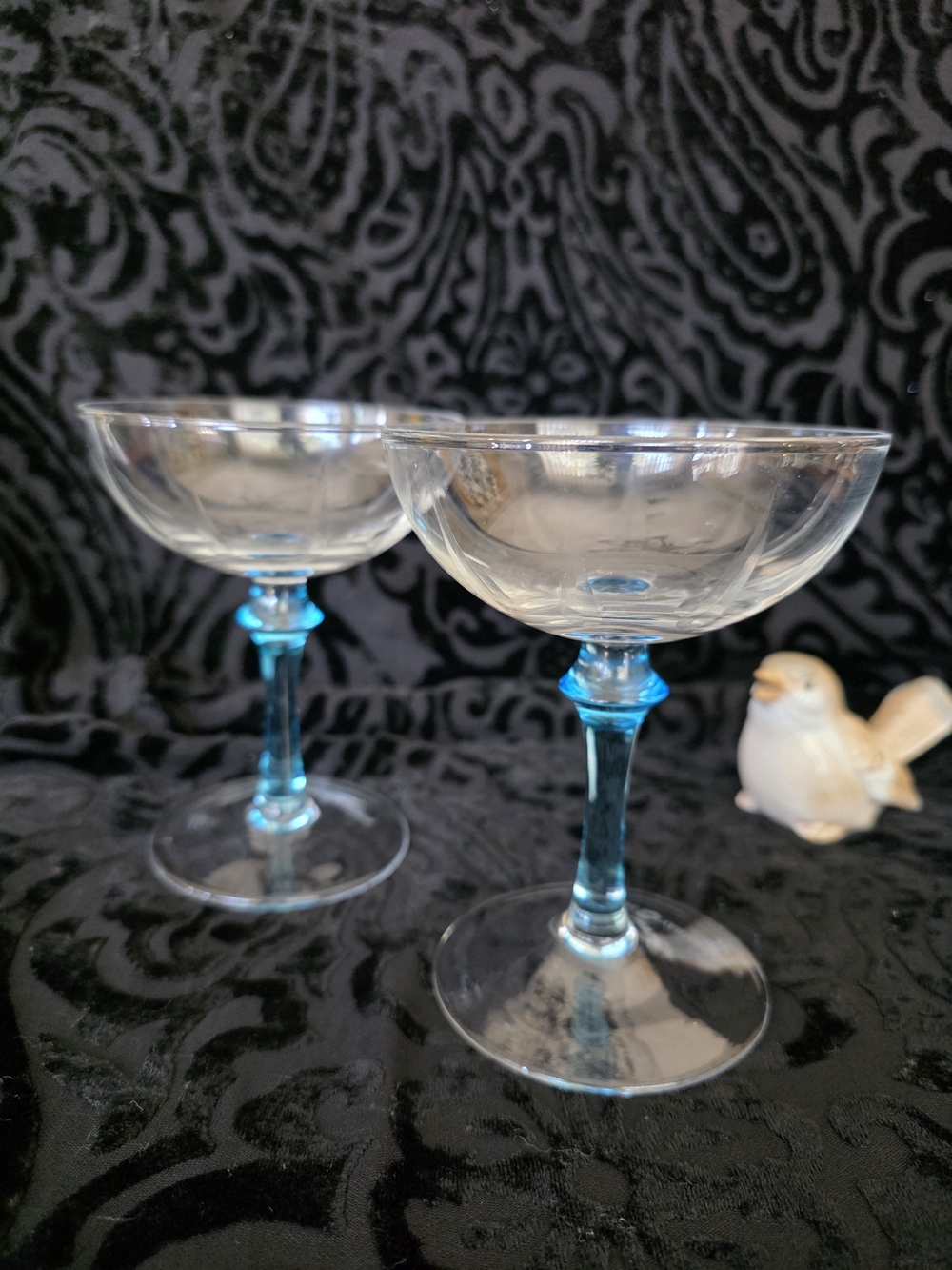 Bombay Sapphire Stem Coupe Glasses - Clear Bowls Gin/ Martini (Set of 2)